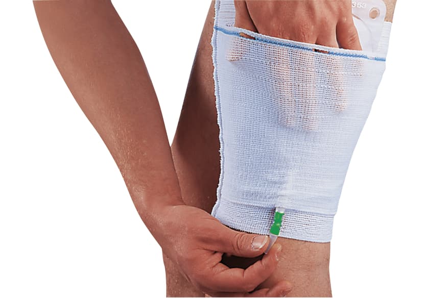 Urimed® Fix-application of leg bag fixation